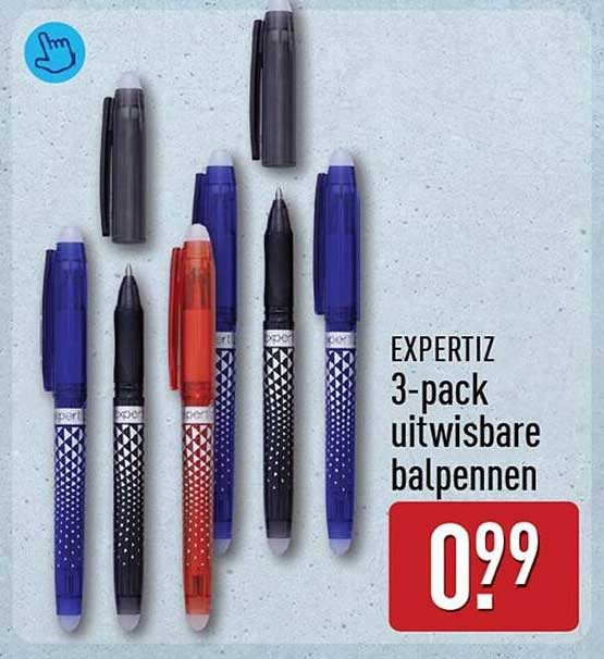 EXPERTIZ 3-pack uitwisbare balpennen