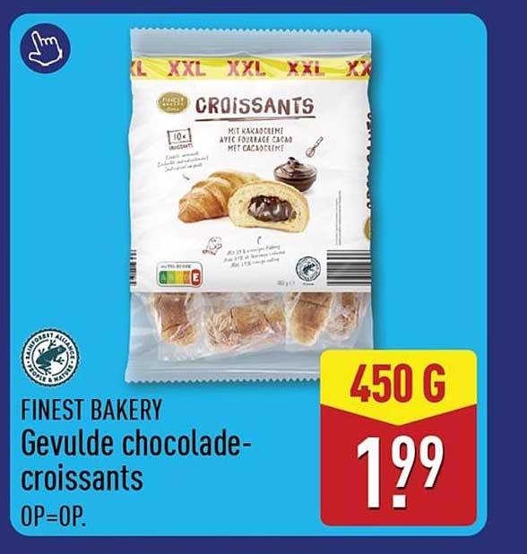 FINEST BAKERY Gevulde chocolade-croissants OP=OP.