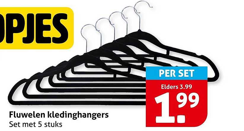 Fluwelen kledinghangers Set met 5 stuks