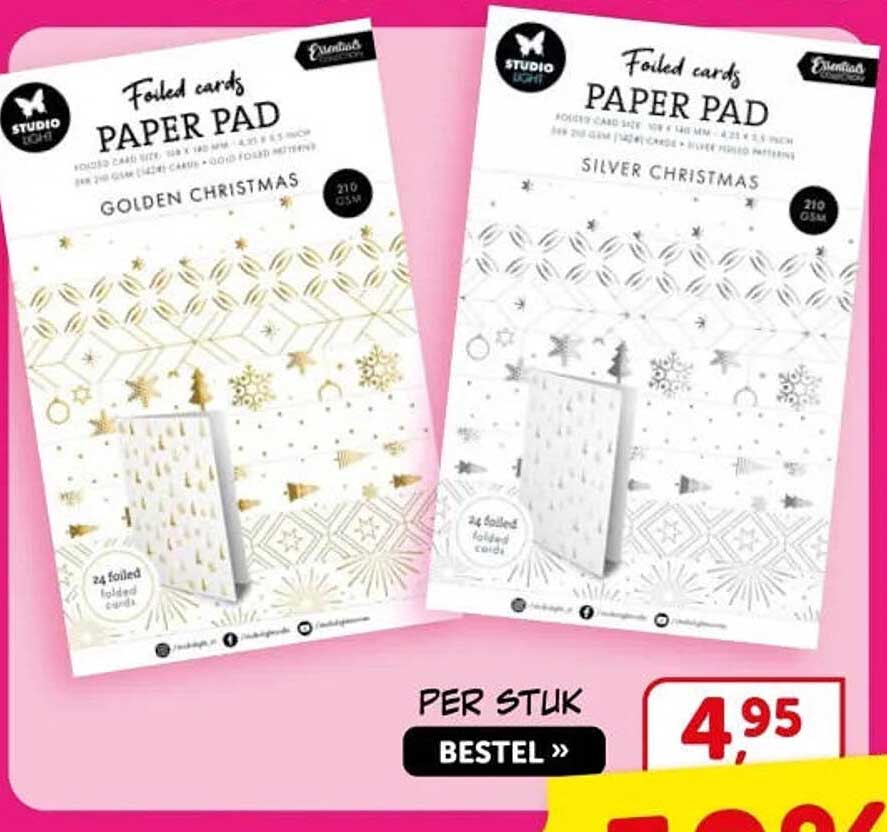 Foiled cards PAPER PAD GOLDEN CHRISTMAS