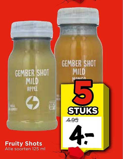 Fruity Shots Alle soorten 125 ml 5 stuks