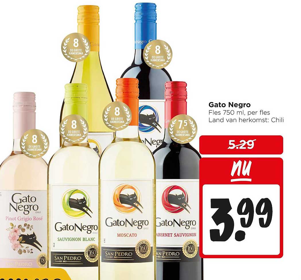 Gato Negro Fles 750 ml, per fles Land van herkomst: Chili