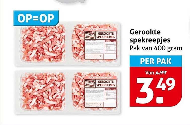 Gerookte spekreepjes Pak van 400 gram