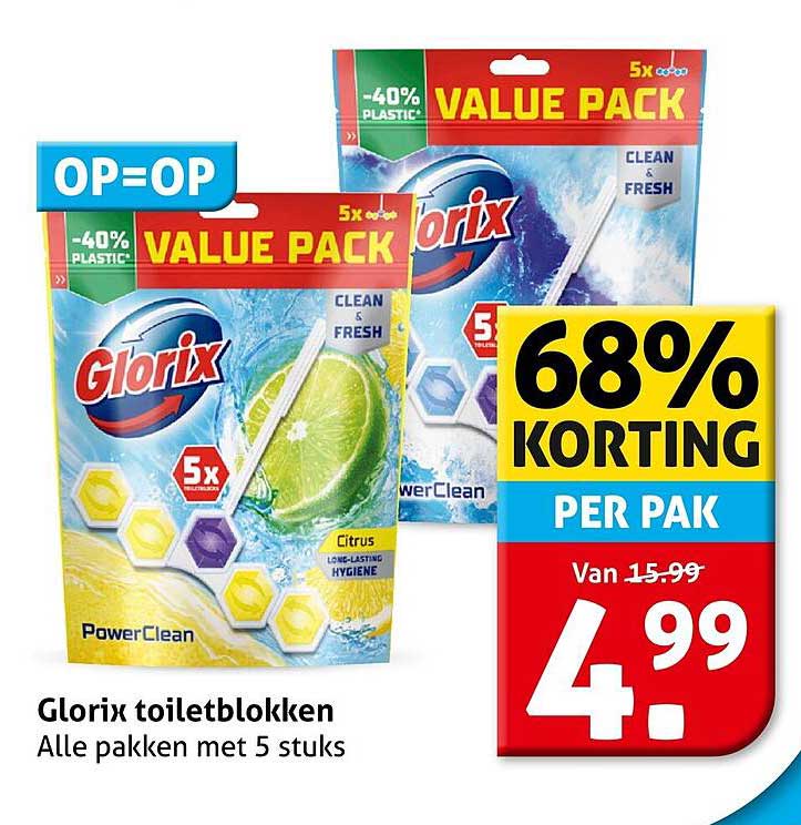 Glorix toiletblokken Alle pakken met 5 stuks