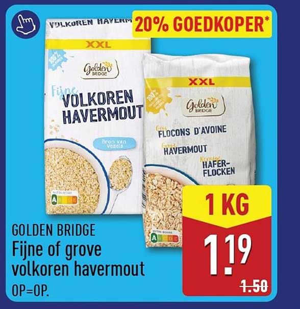 GOLDEN BRIDGE Fijne of grove volkoren havermout 20% goedkoper