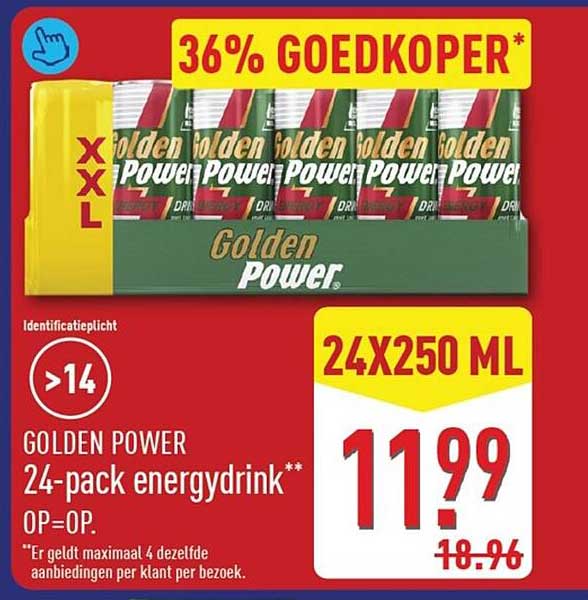 GOLDEN POWER 24-pack energydrink** 36% GOEKOPER*