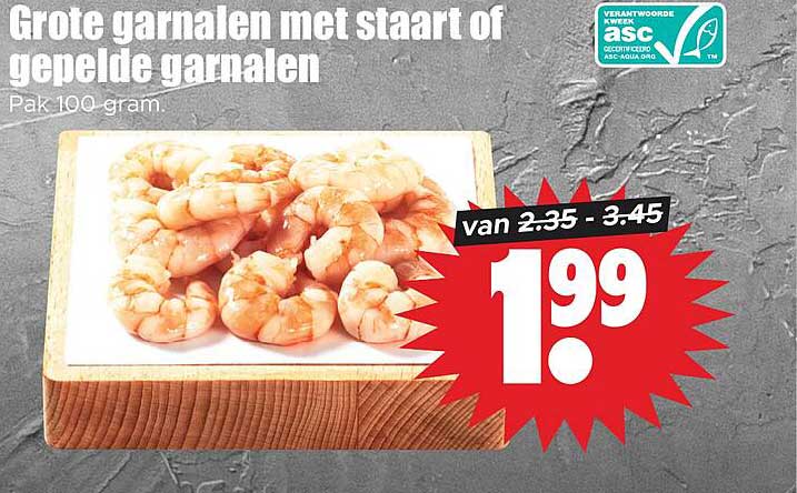 Grote garnalen met staart of gepelde garnalen