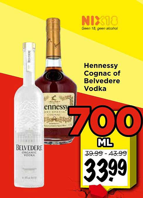Hennessy Cognac of Belvedere Vodka 700 ML