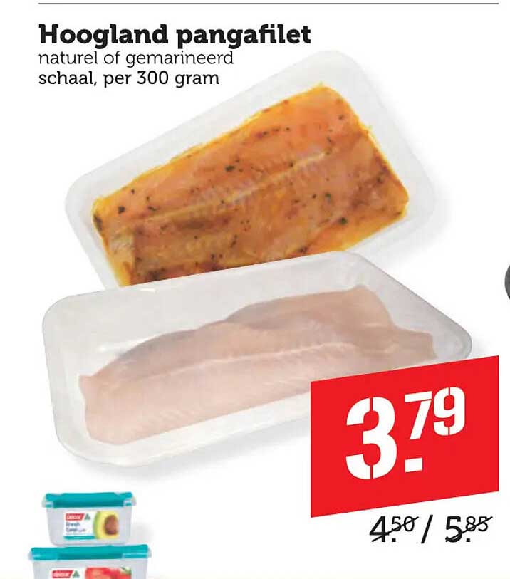Hoogland pangafilet naturel of gemarineerd schaal, per 300 gram