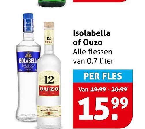 Isolabella of Ouzo Alle flessen van 0.7 liter PER FLES