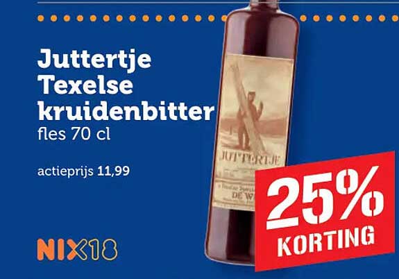 Juttertje Texelse kruidenbitter fles 70 cl 25% KORTING