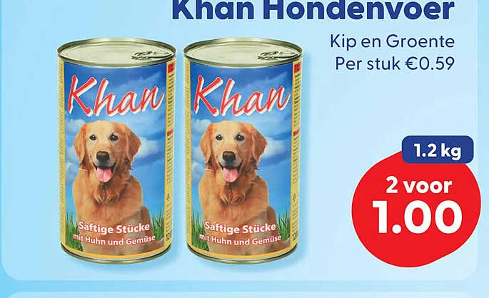 Khan Hondenvoer Kip en Groente 1.2 kg 2 voor 1.00