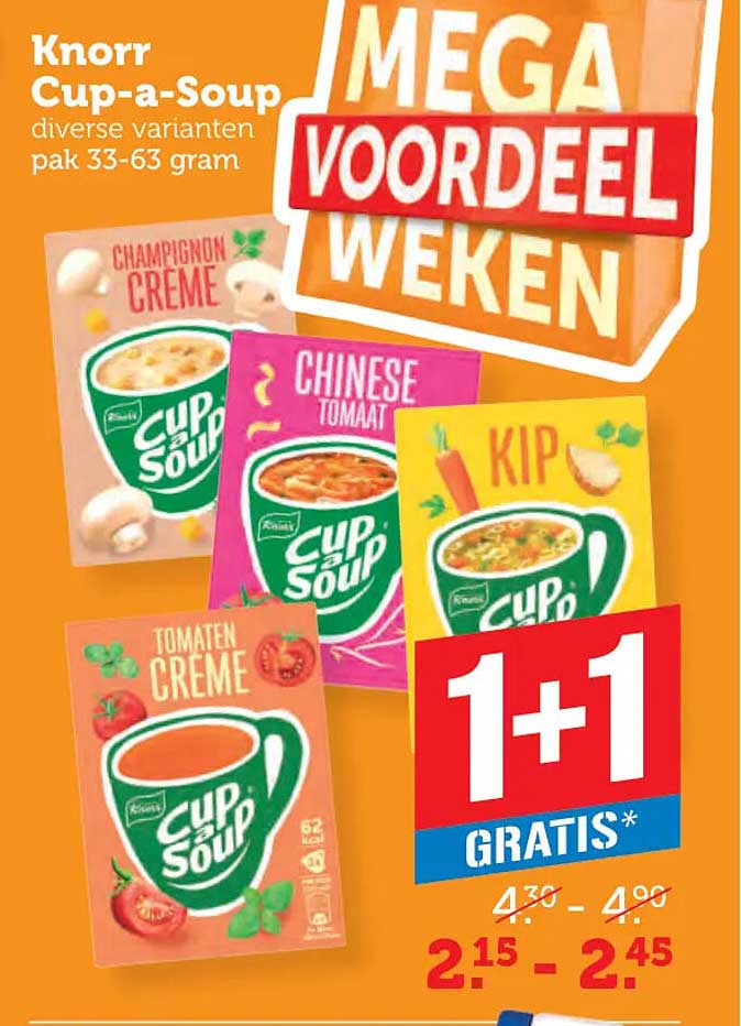 Knorr Cup-a-Soup diverse varianten pak 33-63 gram 1+1 gratis
