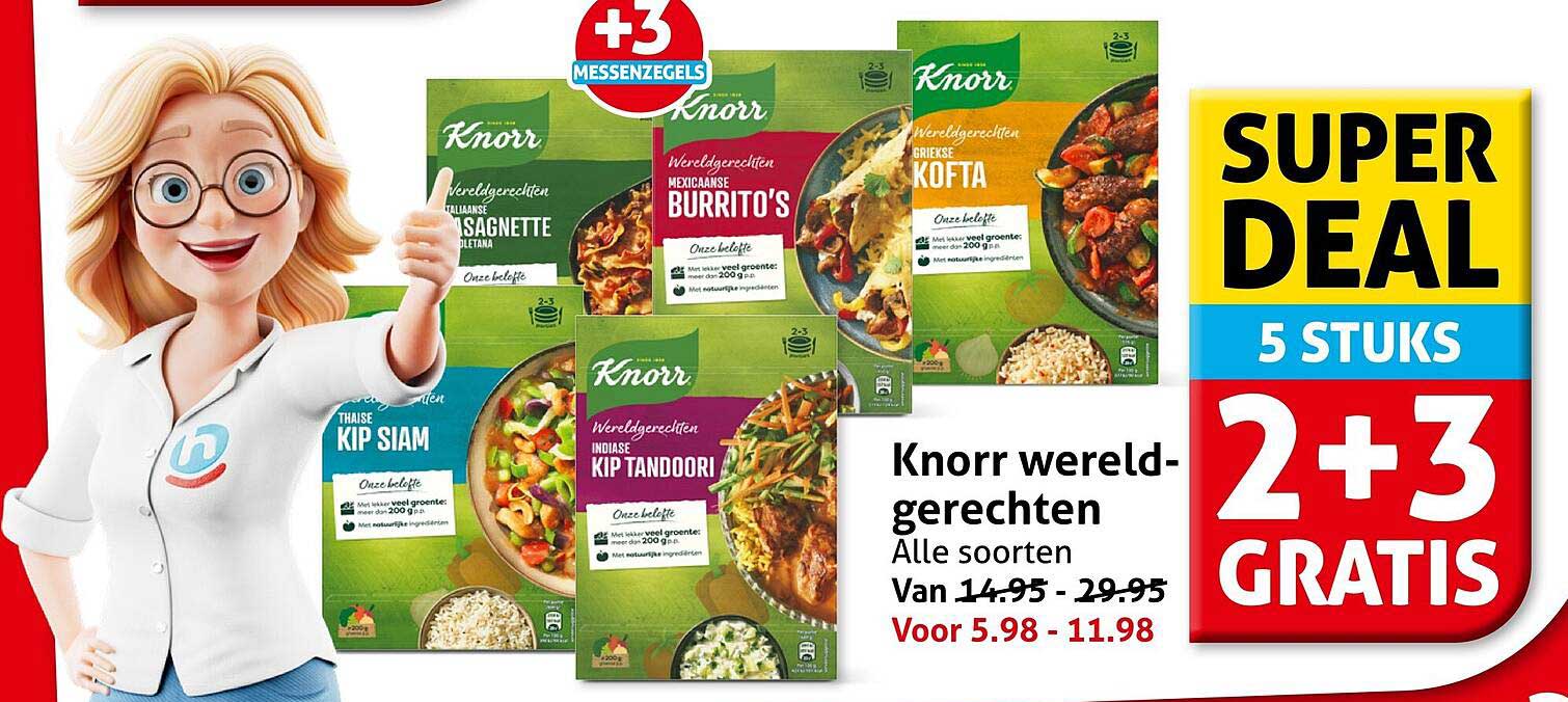Knorr wereldgerechten Alle soorten 2+3 GRATIS