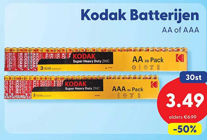 Kodak Batterijen AA of AAA -50%