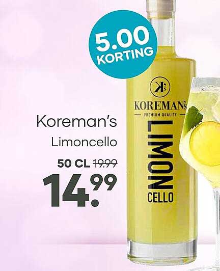 Koreman's Limoncello 50 CL 5.00 KORTING