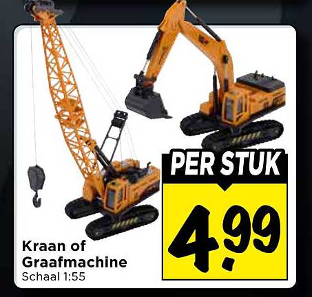 Kraan of Graafmachine Schaal 1:55 PER STUK