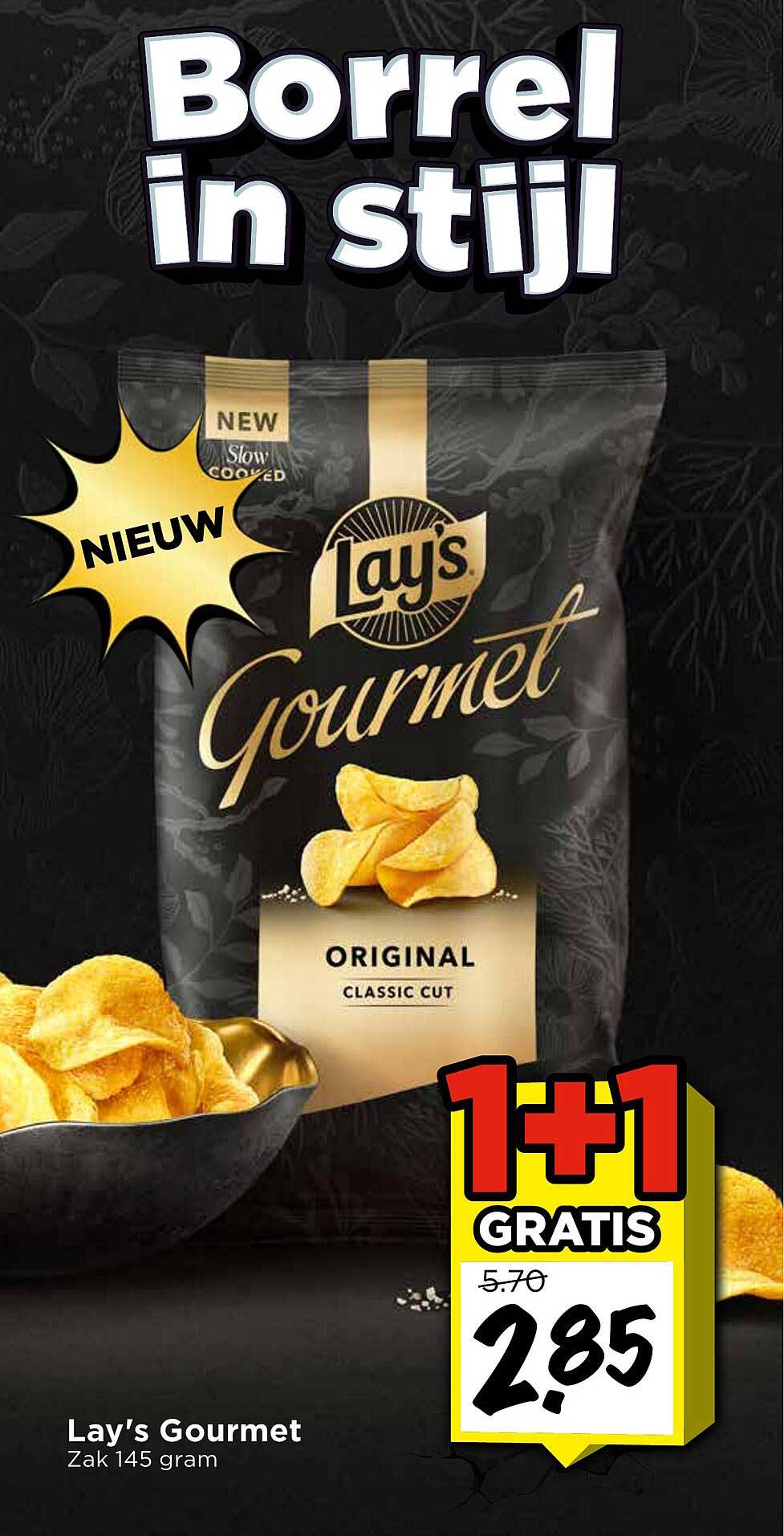 Lay's Gourmet Zak 145 gram 1+1 gratis