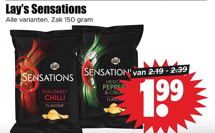 Lay's Sensations Alle varianten. Zak 150 gram