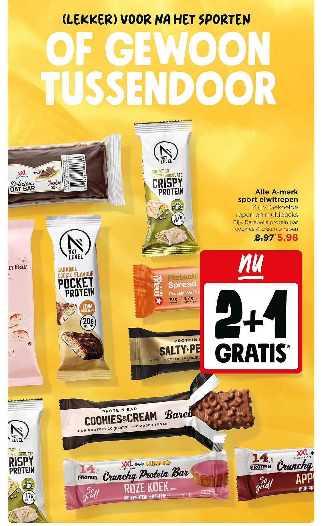 (LEKKER) VOOR NA HET SPORTEN OF GEWOON TUSSENDOOR 2+1 GRATIS