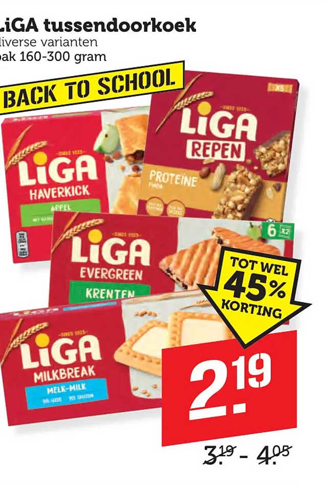 LiGA tussendoortje diverse varianten pak 160-300 gram BACK TO SCHOOL