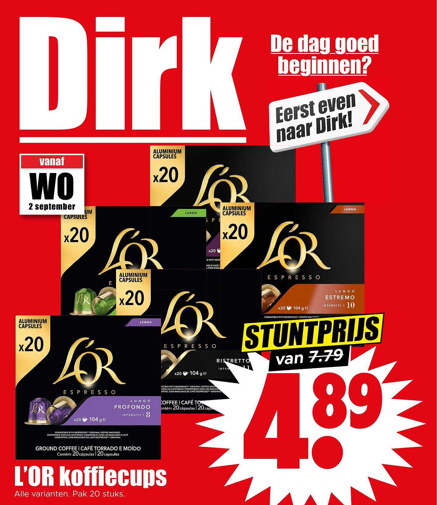 L’OR koffiecups Alle varianten. Pak 20 stuks. STUNTPRIJS