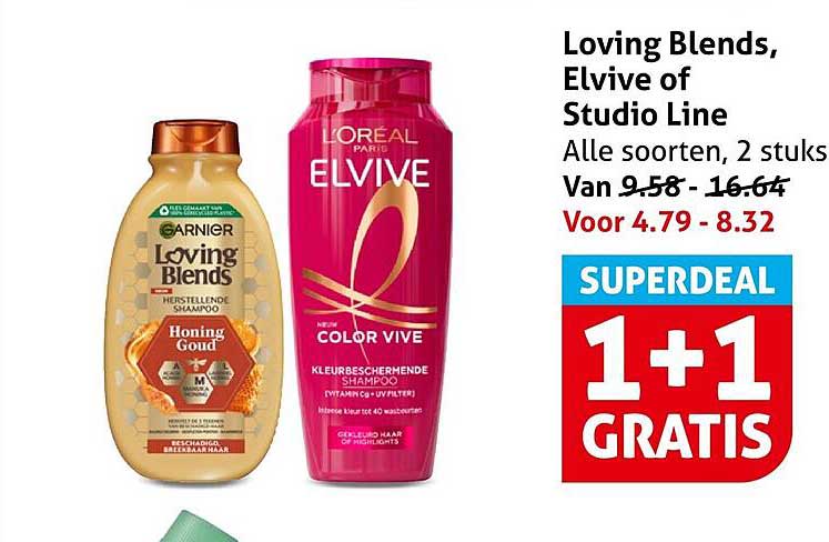 Loving Blends, Elvive of Studio Line Alle soorten, 2 stuks 1+1 GRATIS