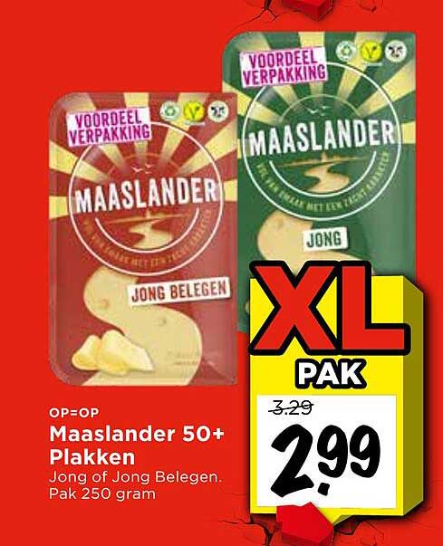 Maaslander 50+ Plakken Jong of Jong Belegen. Pak 250 gram XL PAK