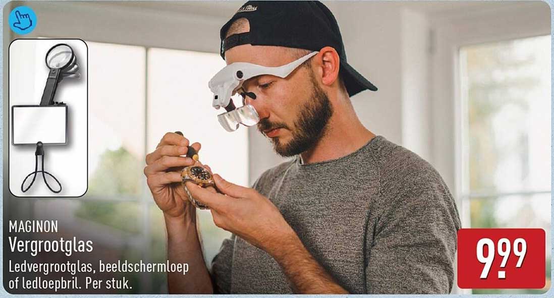 MAGINON Vergrootglas Ledvergrootglas, beeldschermloep of ledloepbril. Per stuk.
