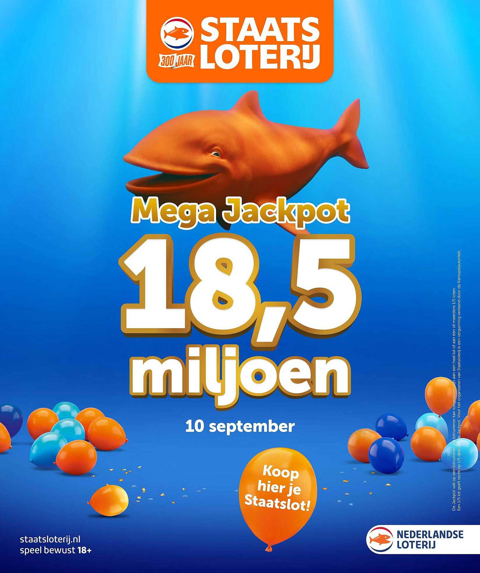 Mega Jackpot 18,5 miljoen