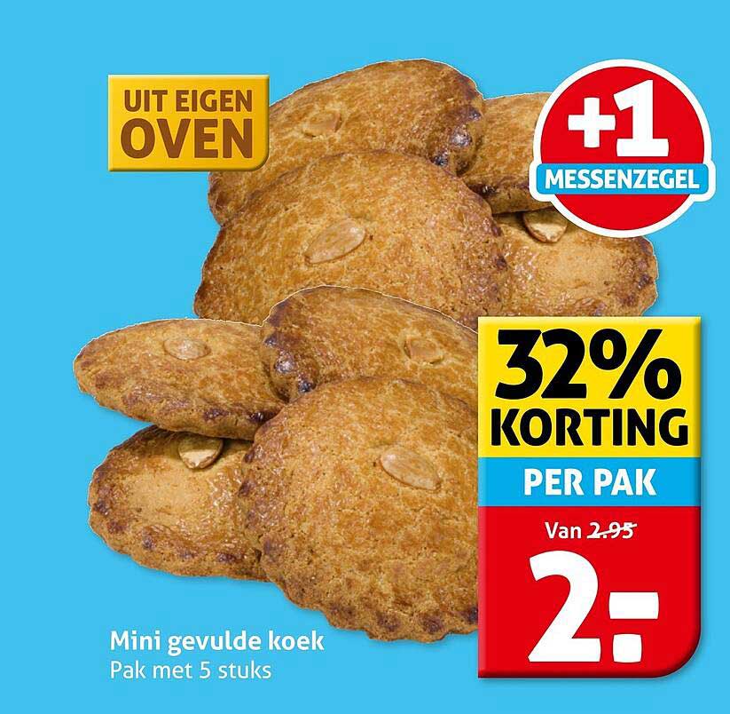 Mini gevulde koek Pak met 5 stuks +1 Messenzege 32% korting per pak