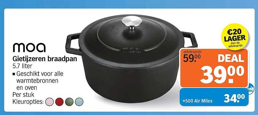 Moa Gietijzeren braadpan 5.7 liter