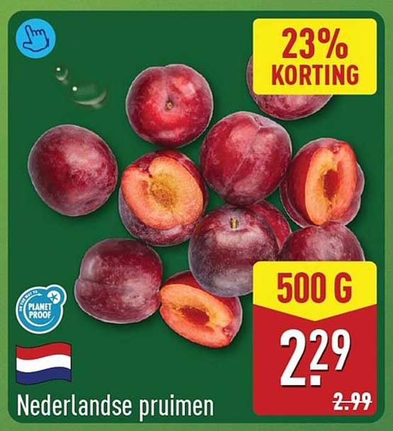 Nederlandse pruimen 23% korting