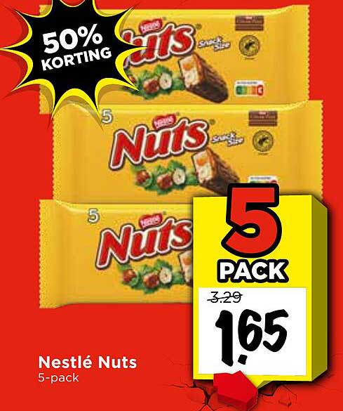 Nestlé Nuts 5-pack 50% korting
