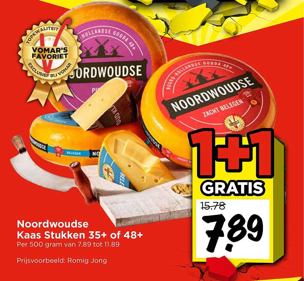 Noordwoudse Kaas Stukken 35+ of 48+ 1+1 GRATIS