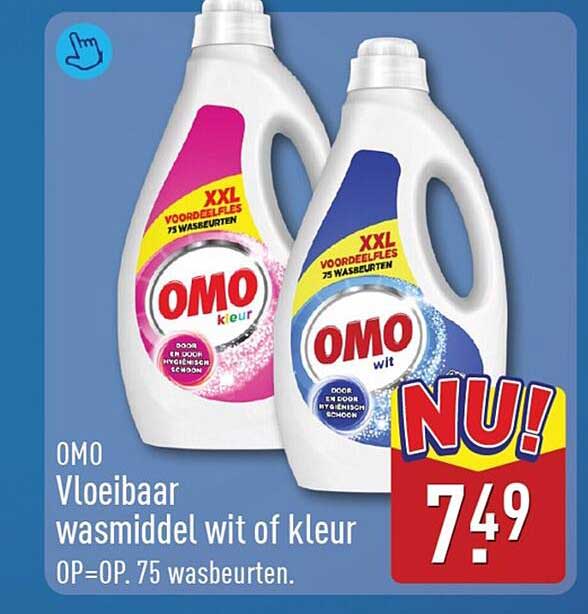 OMO Vloeibaar wasmiddel wit of kleur OP=OP. 75 wasbeurten.