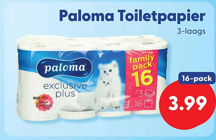 Paloma Toiletpapier 3-laags 16-pack