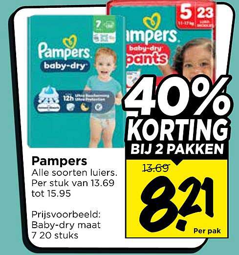 Pampers 40% korting bij 2 pakken