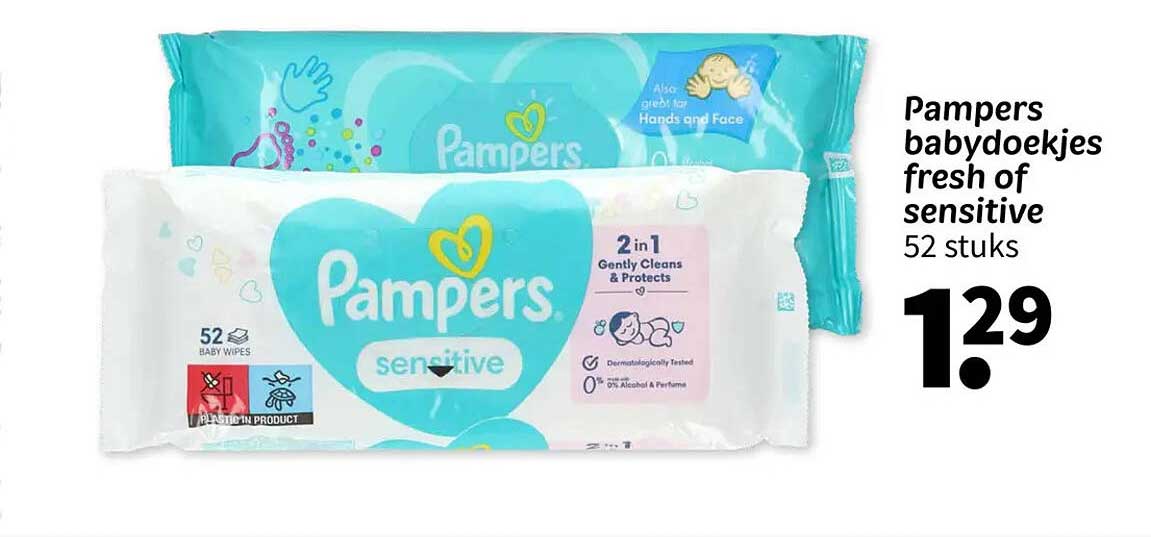 Pampers babydoekjes fresh of sensitive 52 stuks