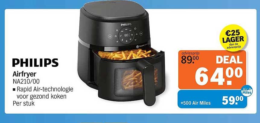 PHILIPS Airfryer NA210/00 Rapid Air-technologie voor gezond koken Per stuk