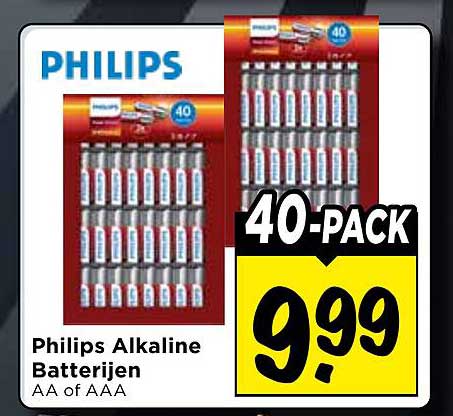 Philips Alkaline Batterijen AA of AAA 40-pack