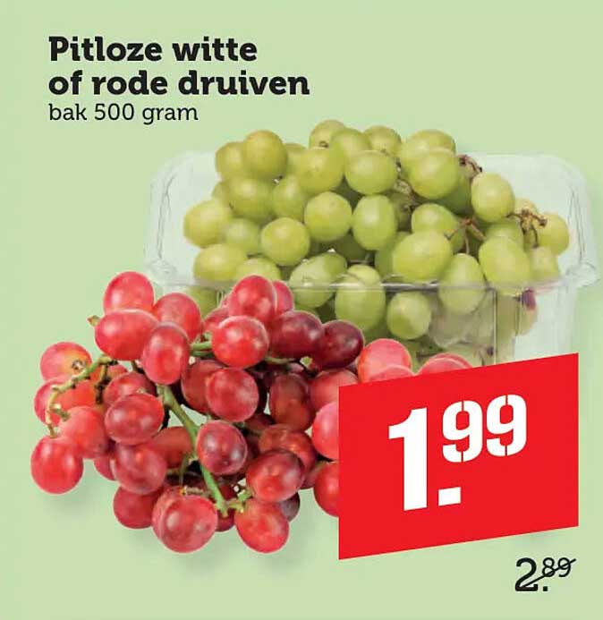Pitloze witte of rode druiven bak 500 gram
