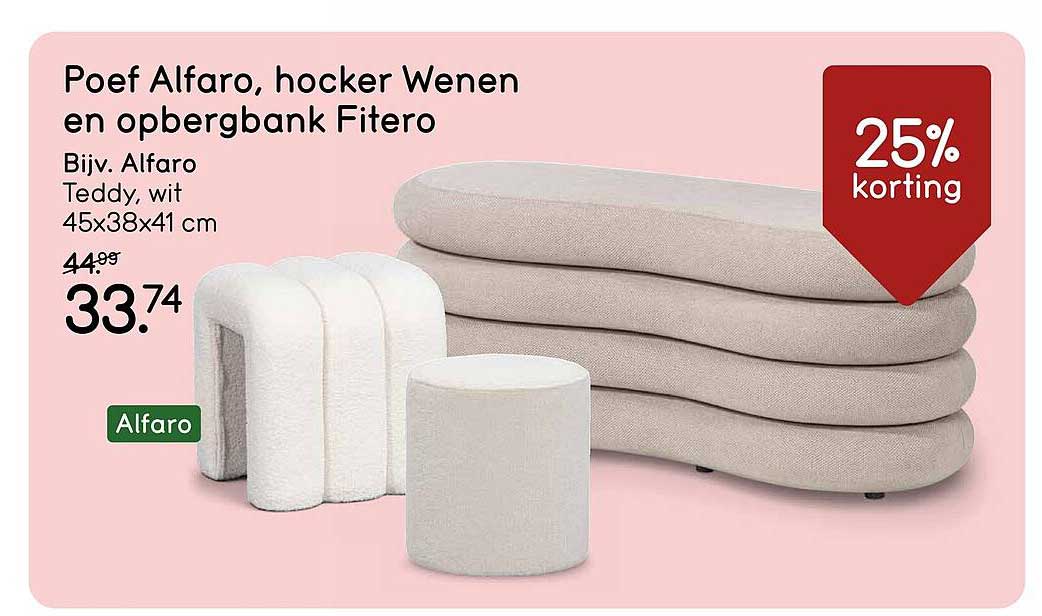 Poef Alfaro, hocker Wenen en opbergbank Fitero