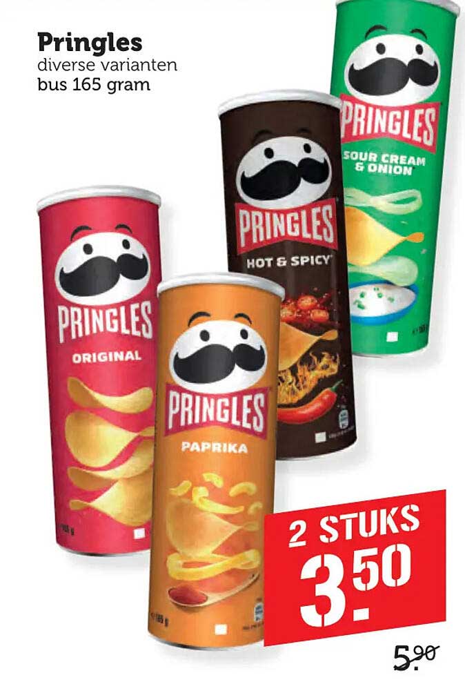 Pringles diverse varianten bus 165 gram 2 stuks