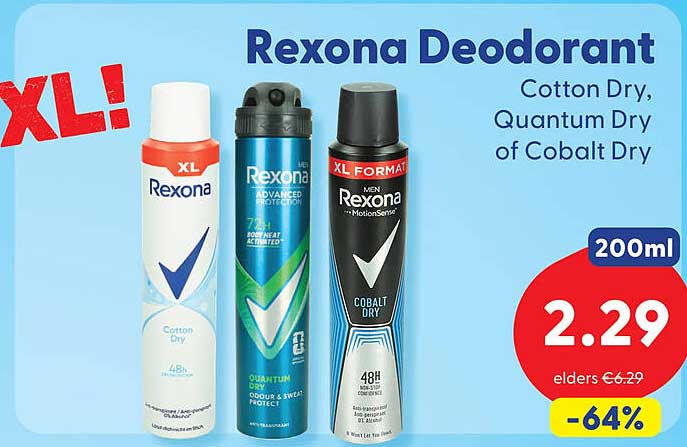 Rexona Deodorant Cotton Dry, Quantum Dry of Cobalt Dry