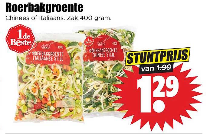 Roerbakgroente Chinees of Italiaans. Zak 400 gram. STUNTPRIJS