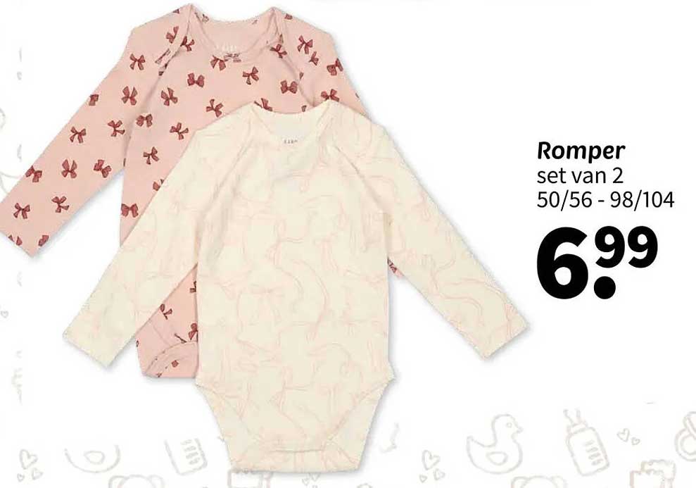 Romper set van 2 50/56 - 98/104