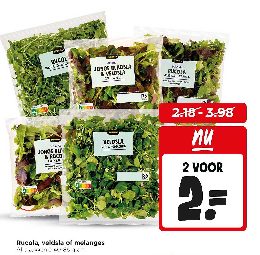 Rucola, veldsla of melanges 2 voor 2=
