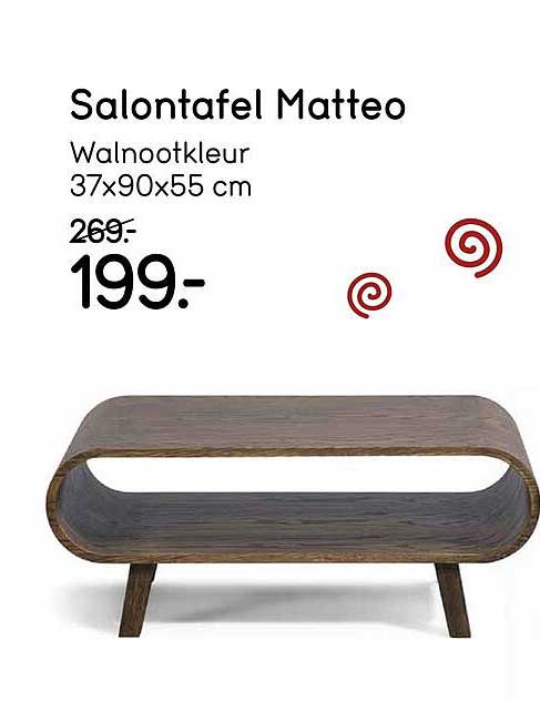 Salontafel Matteo Walnootkleur 37x90x55 cm