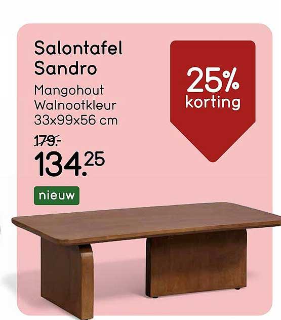 Salontafel Sandro Mangohout Walnootkleur 33x99x56 cm 25% korting